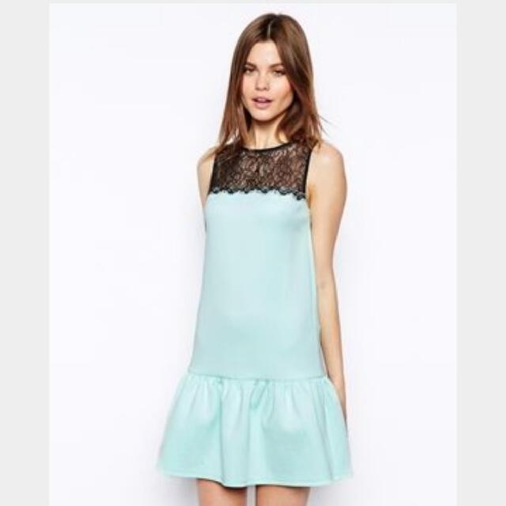 ASOS drop waist dress with lace accent EUC